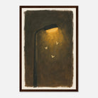 Dark wood frame 30x45 cm 12x18″ - Moths at the Lamp – Gouache-Style Art Print - Play By Print
