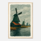 Wood frame 30x45 cm 12x18″ - Dutch Windmills at Zaandam – Gouache-Style Art Print - Play By Print