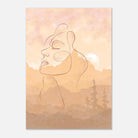Unframed - Sunset Muse – Minimal Line Art Portrait with Blush Mountain Landscape - Daisy