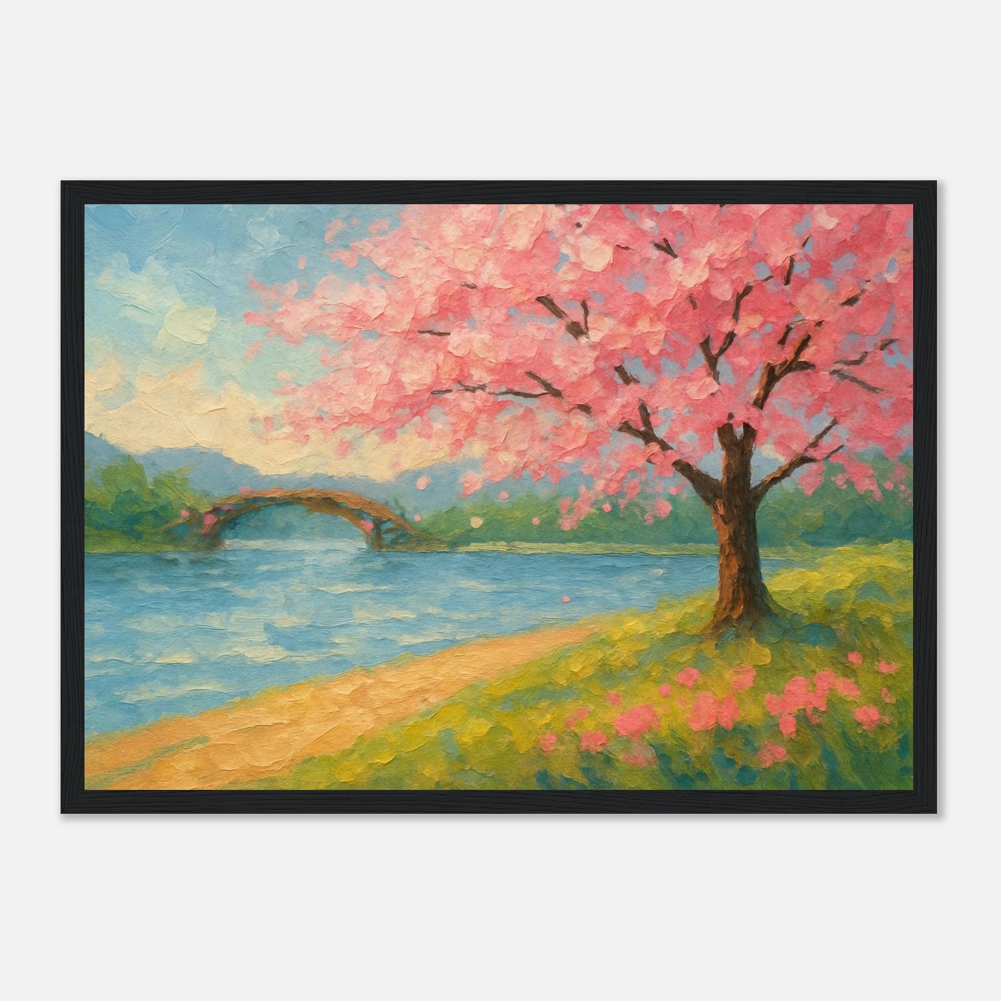 Black frame A3 (29.7 x 42 cm) - “Whispers of Spring” | Cherry Blossom Landscape - Play By Print
