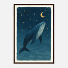 Dark wood frame 40x60 cm 16x24″ - Whale Wishes Under the Moon – Magical Nursery Art Print - Play By Print