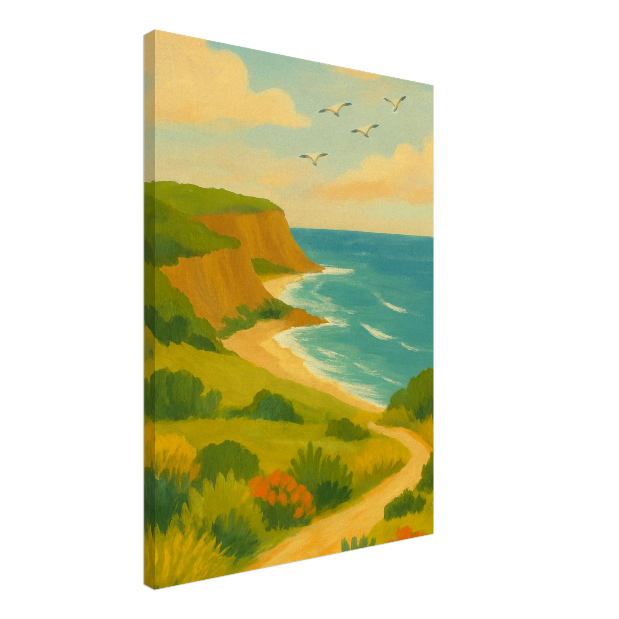 Canvas 50x70 cm 20x28″ - Coastal Cliffs Walk – Scenic Ocean Landscape Canvas Wall Art - Play By Print