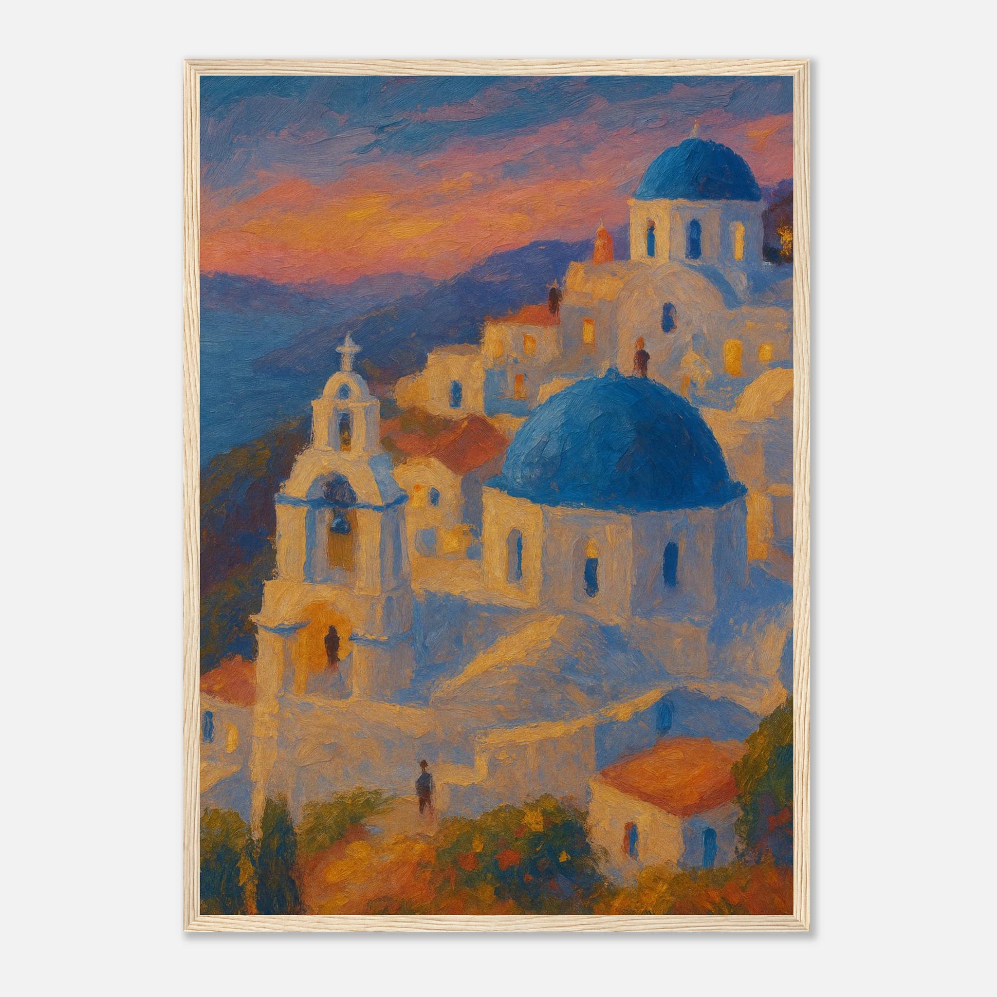 Wood frame A2 (42 x 59.4 cm) - "Sunset Over Santorini" Print | Mediterranean Wall Art - Play By Print