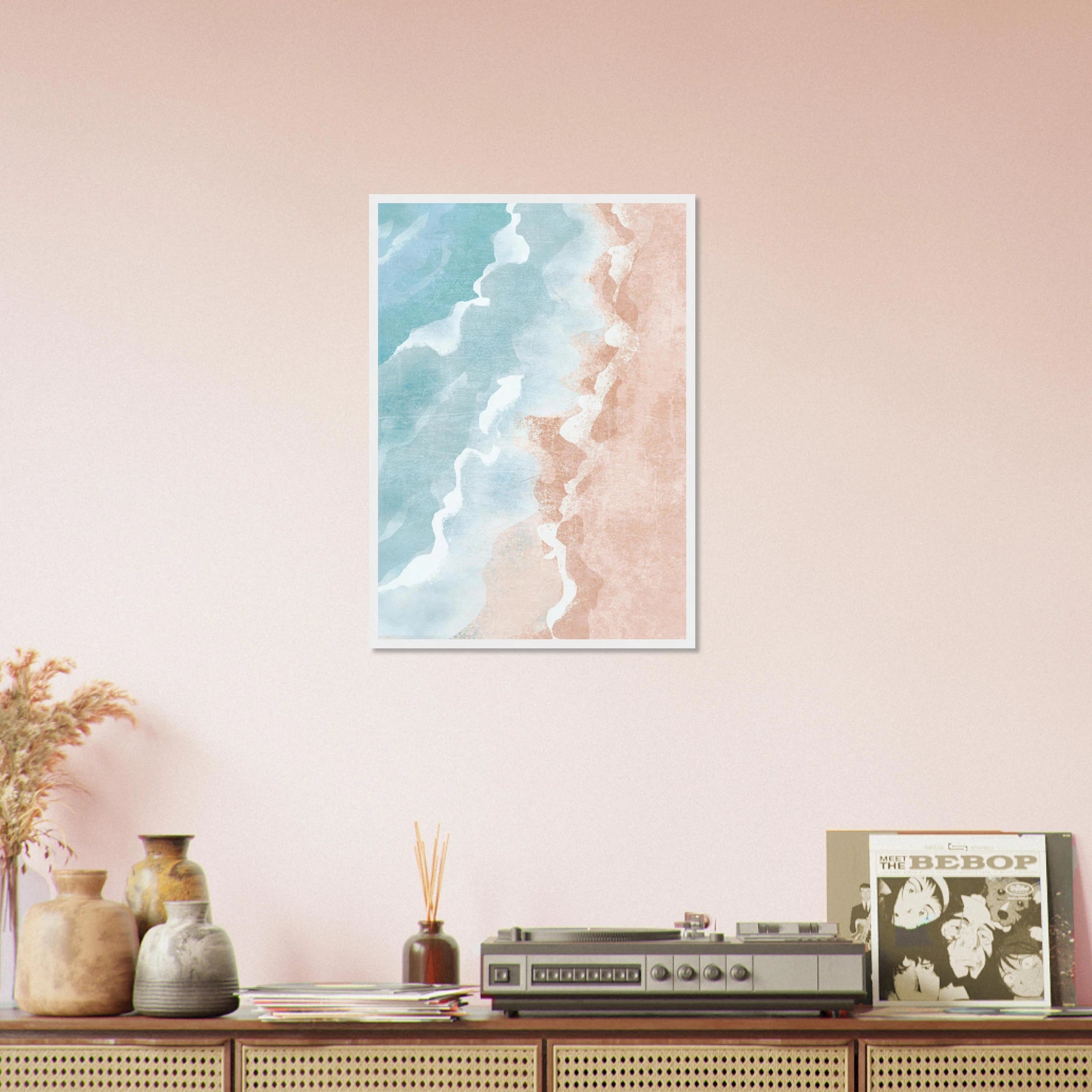 # all-groups - Pastel Shoreline – Soft Coastal Abstract Watercolour Art Print - Daisy