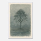 White frame 60x90 cm 24x36″ - Misty Monochrome Tree – Minimalist Landscape Art Print - Play By Print