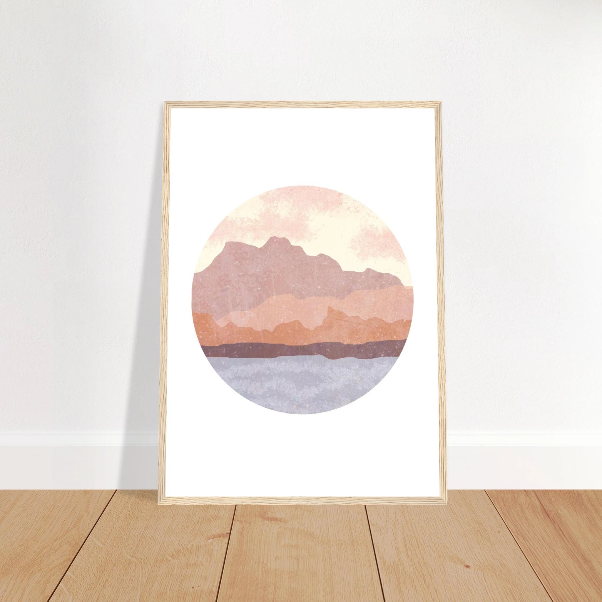 # all-groups - Circular Mountain Horizon – Watercolour Landscape Art Print - Daisy