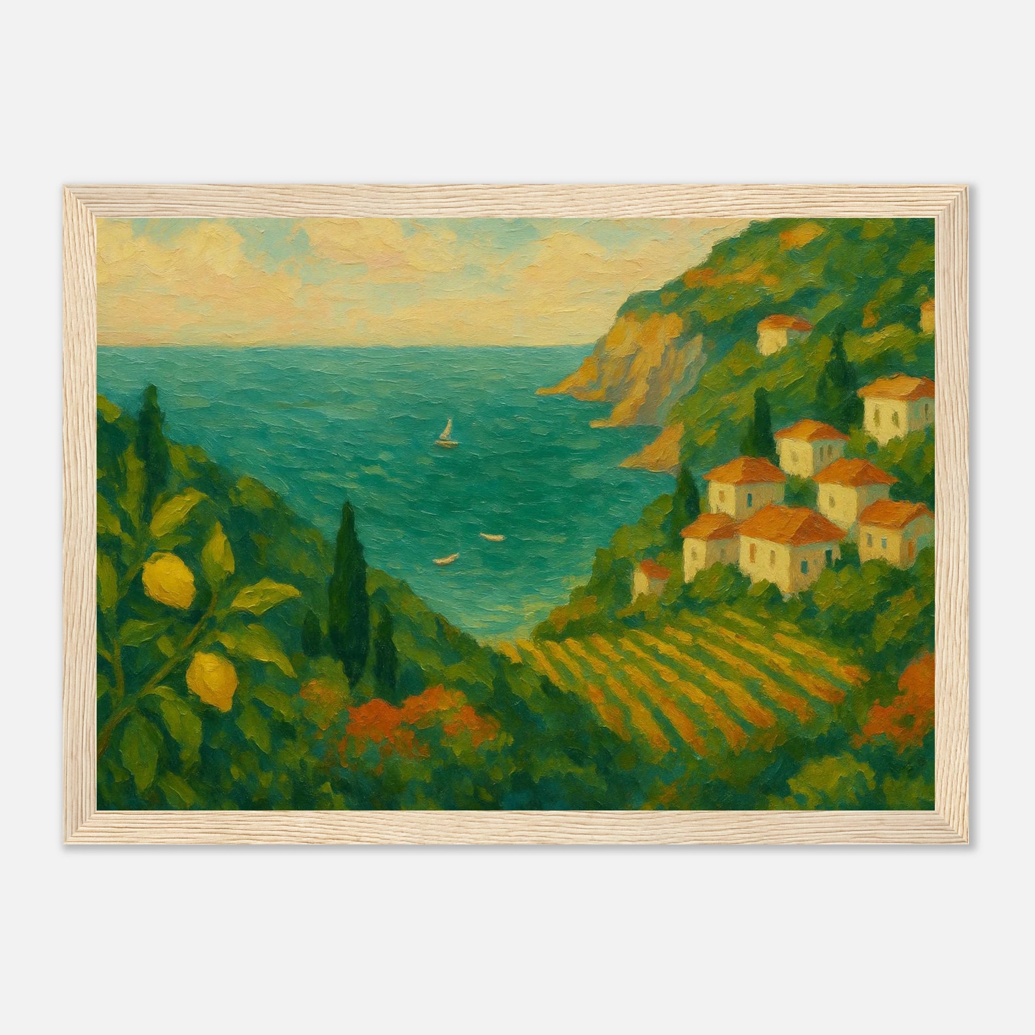 Wood frame 21x29.7 cm 8x12" - “Lemon Coast Daydream” | Amalfi-Inspired Coastal - Play By Print