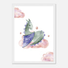 White frame - Watercolour Sleeping Dragon Wall Art - Olga