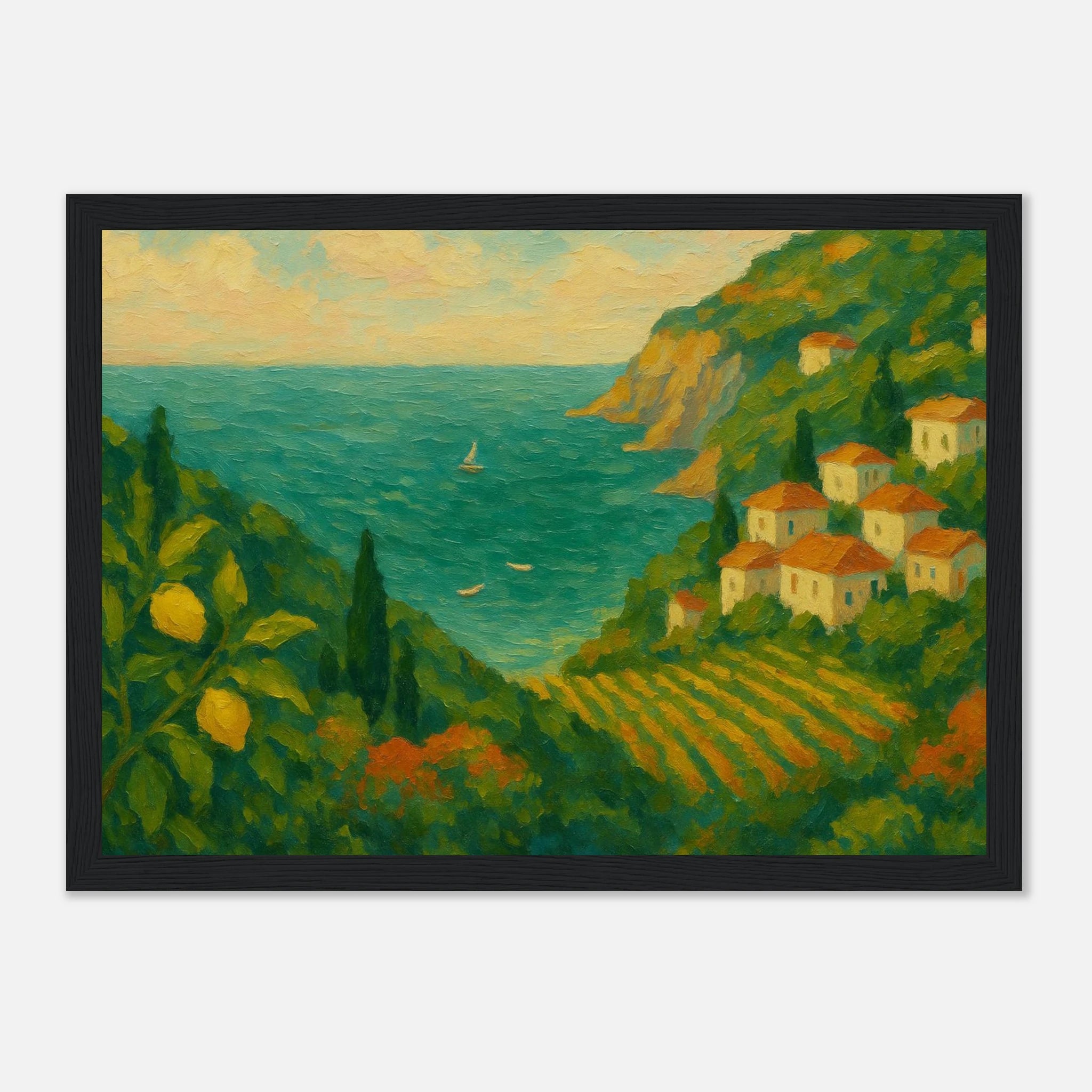 Black frame 21x29.7 cm 8x12" - “Lemon Coast Daydream” | Amalfi-Inspired Coastal - Play By Print