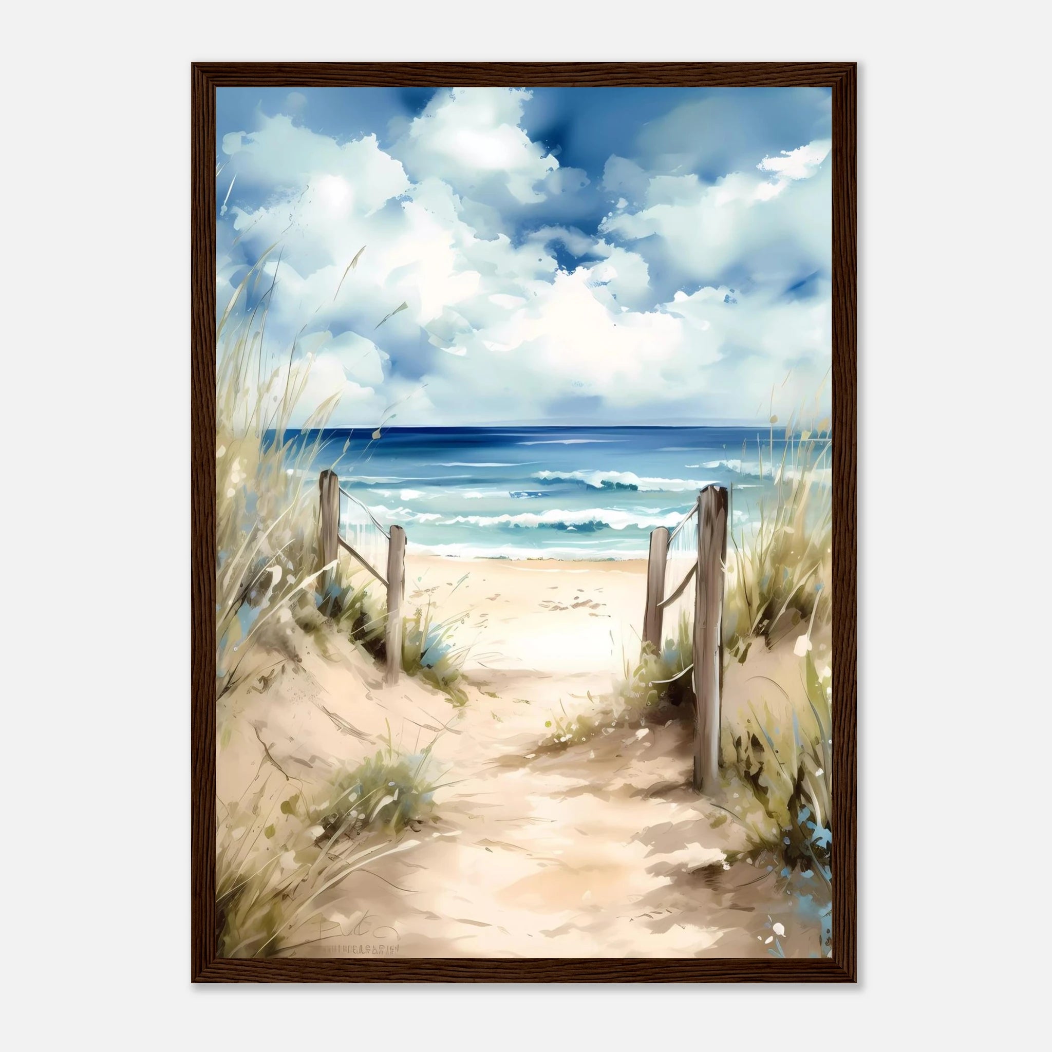 Dark wood frame - Ocean Pathway – Coastal Art Print - Play By Print