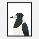 Black frame - Magpie – Minimalist Australian Bird Art Print | Native Wildlife Poster for Home or Classroom - Play By Print