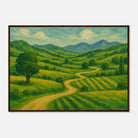 Dark wood frame A1 (59.4 x 84.1 cm) - “Winding Through Green” | Rolling Hills Countryside Print - Play By Print
