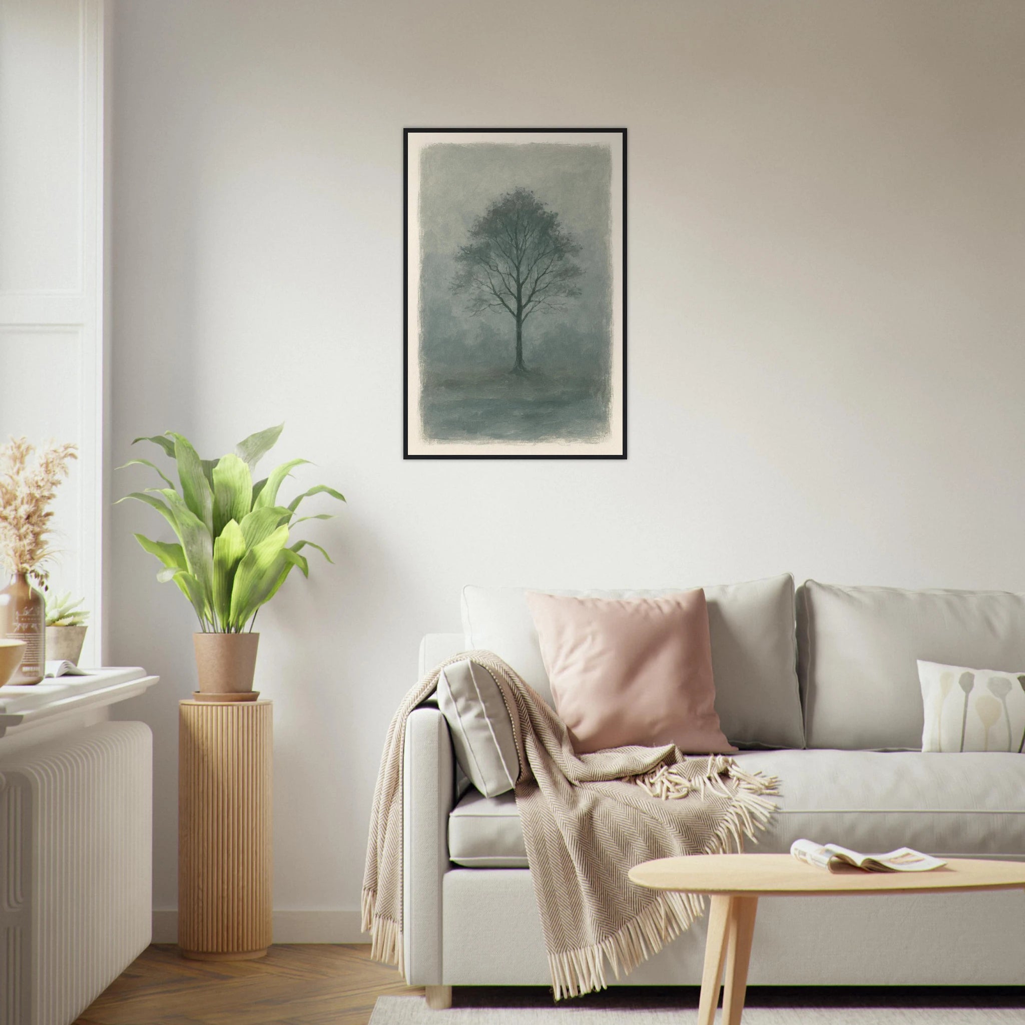 # all-groups - Misty Monochrome Tree – Minimalist Landscape Art Print - Play By Print