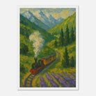 White frame A3 (29.7 x 42 cm) - Mountain Steam Train Wall Art | Textured Painterly Travel - Play By Print