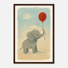 Dark wood frame 30x45 cm 12x18″ - Baby Elephant with Balloon – Gouache Nursery Art Print - Play By Print