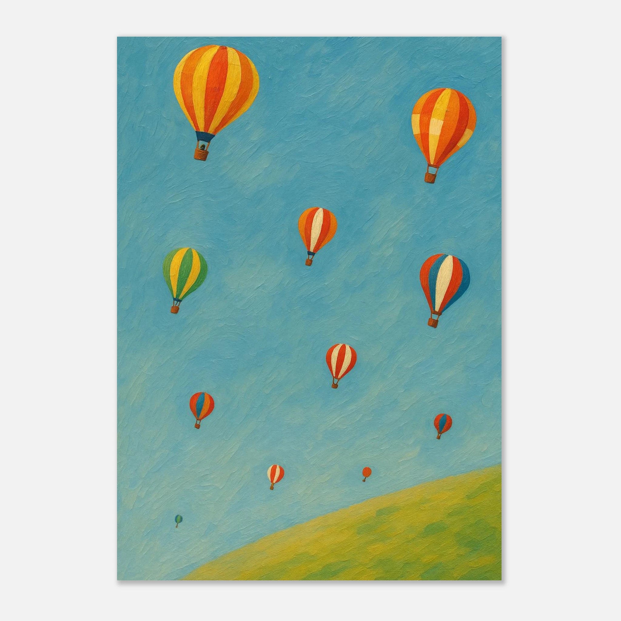 Unframed A4 (21x29.7 cm 8x12") - Up and Away Hot Air Balloon Wall Art | Whimsical Nursery or Playroom Print - Play By Print
