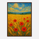 Dark wood frame A2 (42 x 59.4 cm) - Golden Poppy Field Print | Vibrant Impressionist Landscape - Play By Print