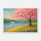 White frame A3 (29.7 x 42 cm) - “Whispers of Spring” | Cherry Blossom Landscape - Play By Print