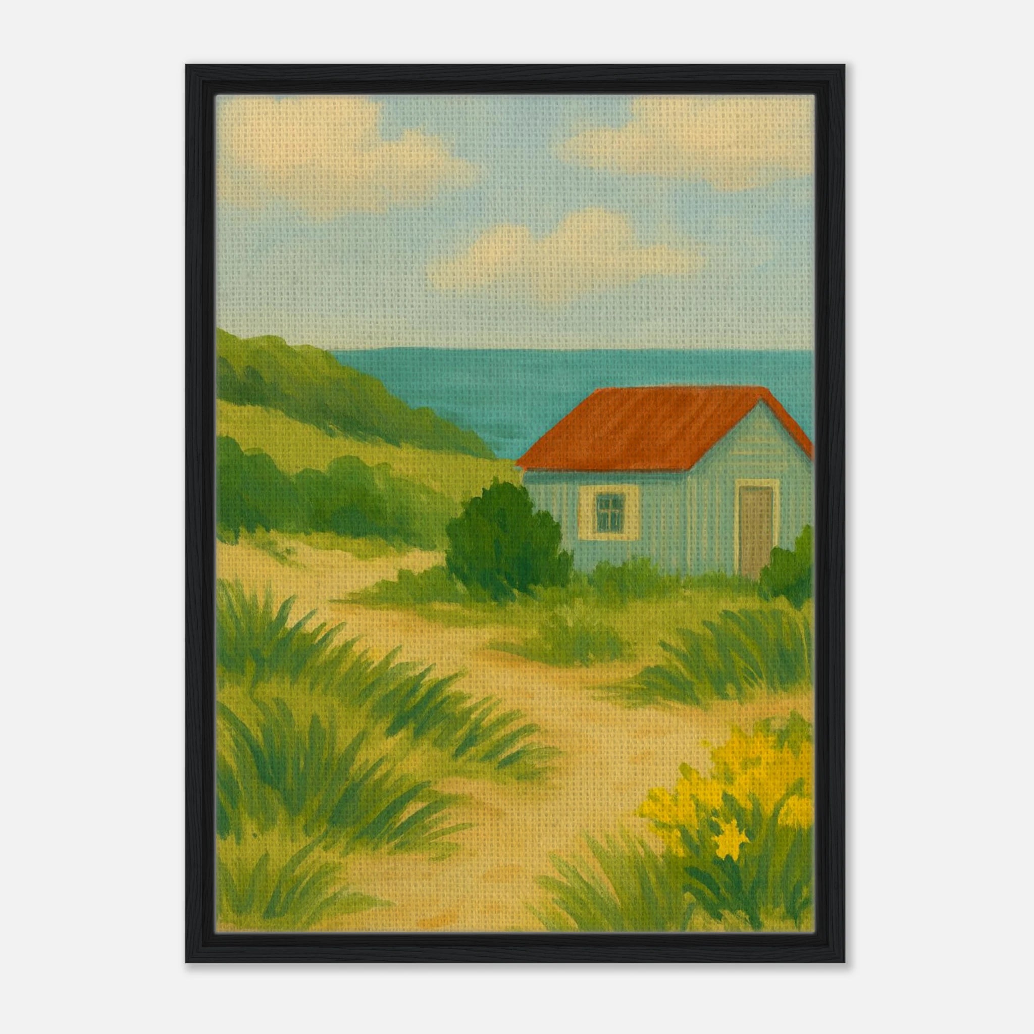 Black frame 50x70 cm 20x28″ - Coastal Beach Shack Canvas Wall Art - Play By Print