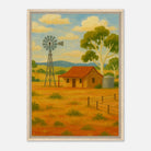 Wood frame - Outback Windmill & Cottage Canvas Wall Art - Play By Print