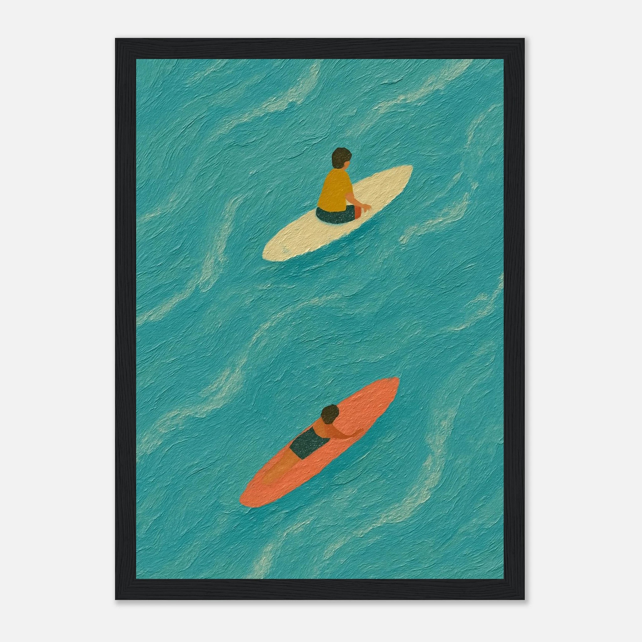 Black frame 21x29.7 cm 8x12" - "Drift and Dream" Surf Print | Minimal Coastal Wall Art - Play By Print