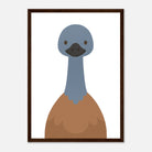 Dark wood frame - Emu – Minimalist Australian Animal Art Print | Native Bird Poster for Nursery or Classroom - Play By Print