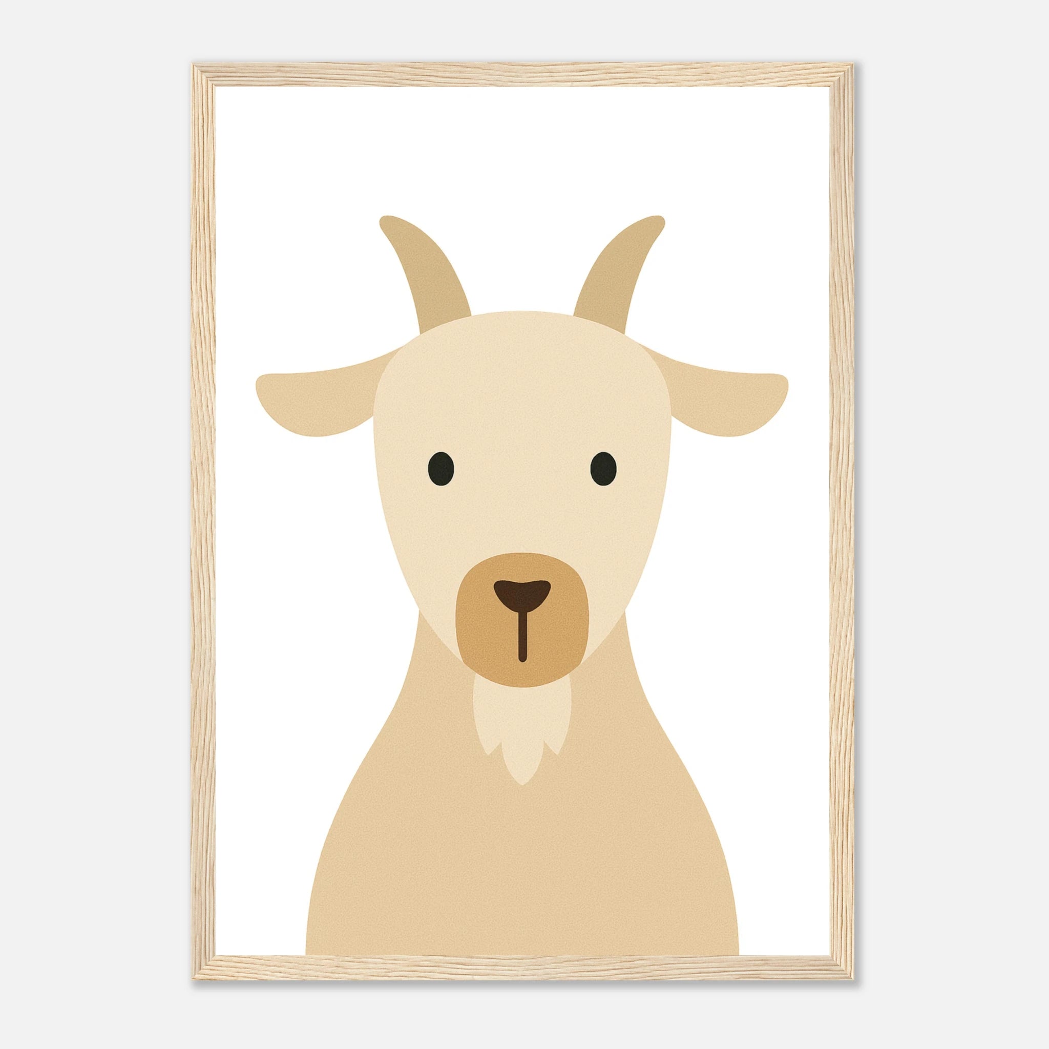 Wood frame - Goat – Minimalist Farm Animal Art Print | Nursery or Classroom Wall Poster - Play By Print