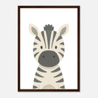 Dark wood frame - Zebra – Minimalist Safari Animal Art Print | Monochrome Nursery or Kids’ Poster - Play By Print