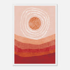 White frame - Solar Bloom – Abstract Sunrise Wall Art in Terracotta Tones - Daisy