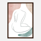 Black frame - Minimalist Nude Wall Art | Boho Line Drawing in Soft Earth Tones - Iris