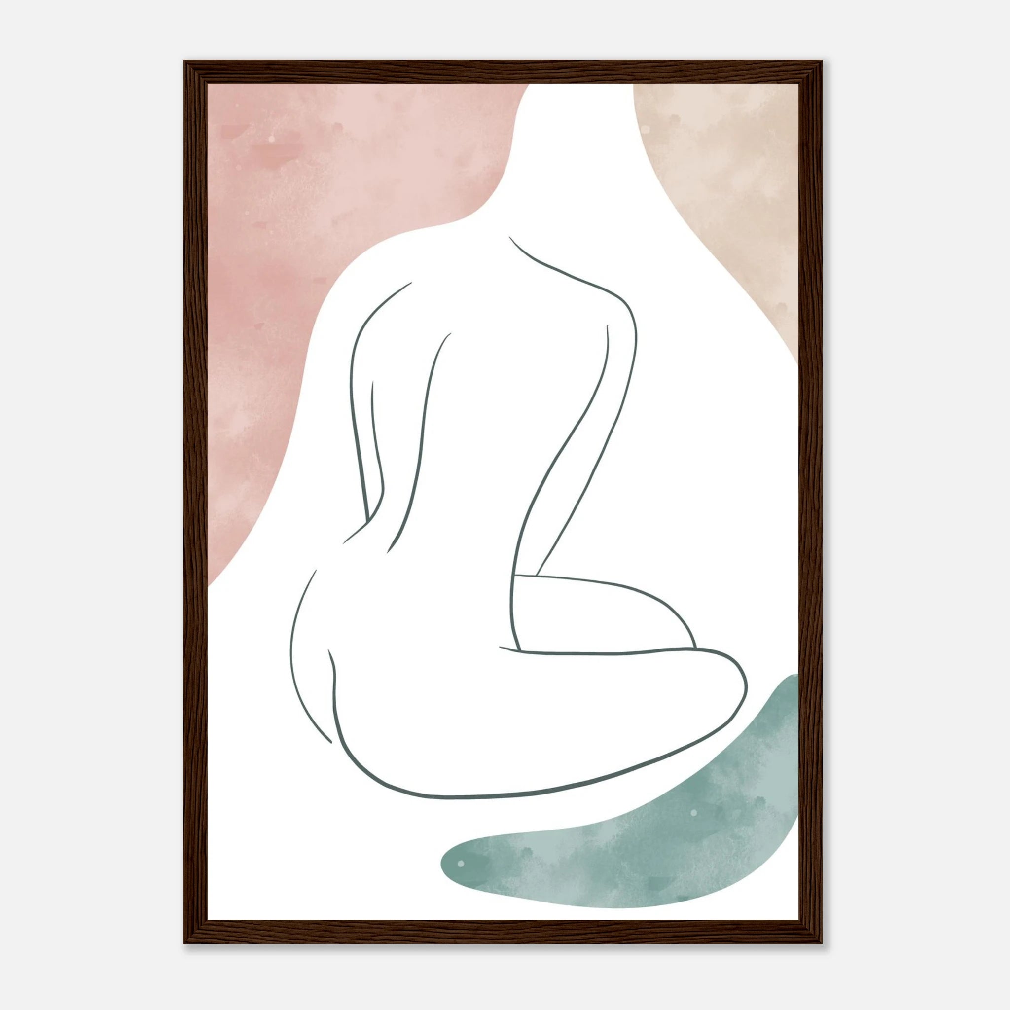 Black frame - Minimalist Nude Wall Art | Boho Line Drawing in Soft Earth Tones - Iris