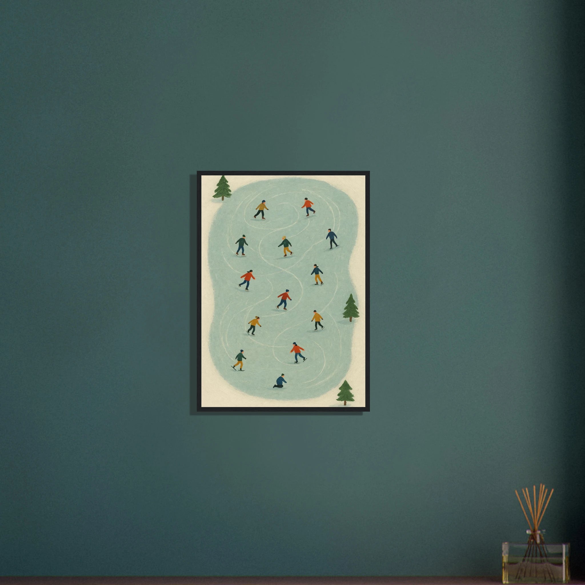 # all-groups - Winter Ice Skating Print | Whimsical Folk Art Style - Play By Print