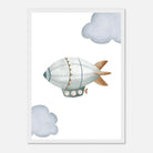 White frame - Vintage Airship Wall Art - Olga