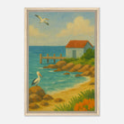 Wood frame 40x60 cm 16x24″ - Seaside Jetty – Coastal Pelican Canvas Wall Art - Play By Print