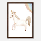 Dark wood frame - Watercolour Unicorn & Rainbow Wall Art - Olga