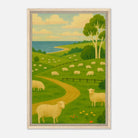 Wood frame 40x60 cm 16x24″ - Coastal Sheep Meadow – Australian Pasture Canvas Wall Art - Play By Print
