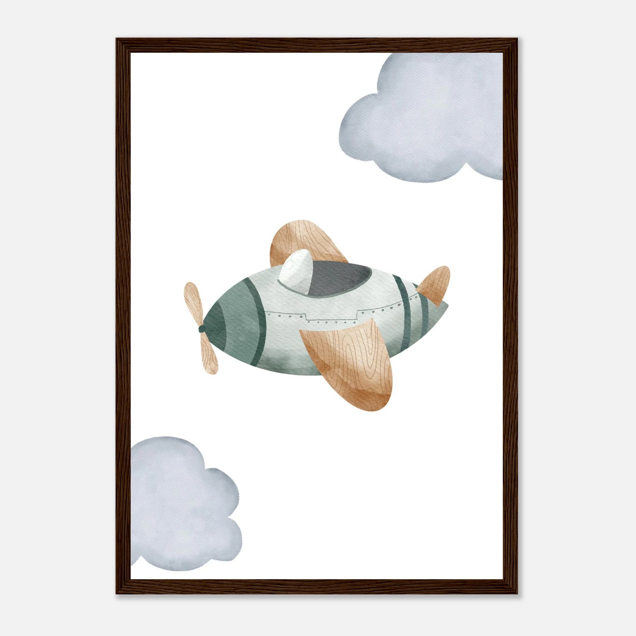 Dark wood frame - Green & Natural Wooden Airplane Wall Art - Olga