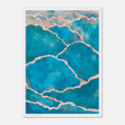 White frame - Cracked Ocean – Abstract Teal Coastal Texture Art Print - Daisy