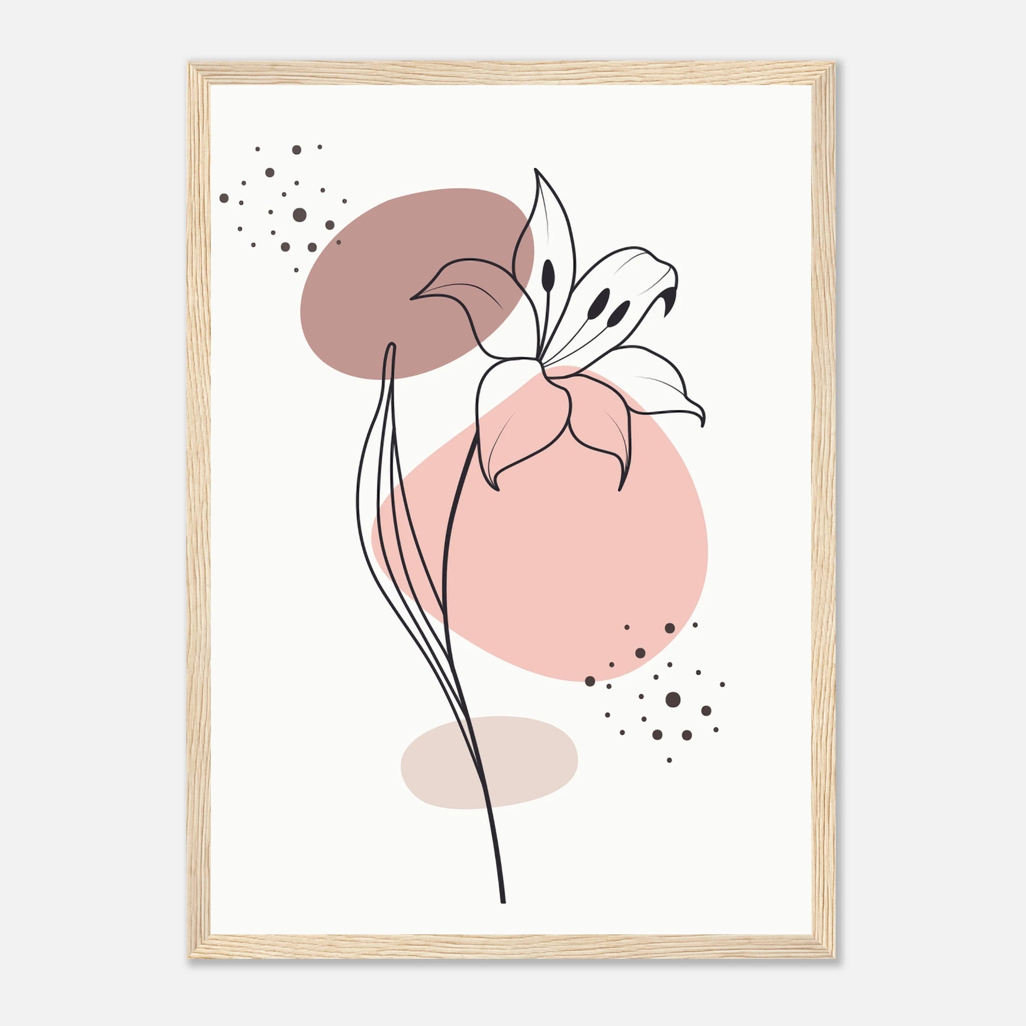 Wood frame - Minimalist Lily Flower Art Print - Jerin