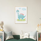 # all-groups - Blue Dinosaur Nursery Print | Watercolour Brachiosaurus Wall Art for Kids - Iris