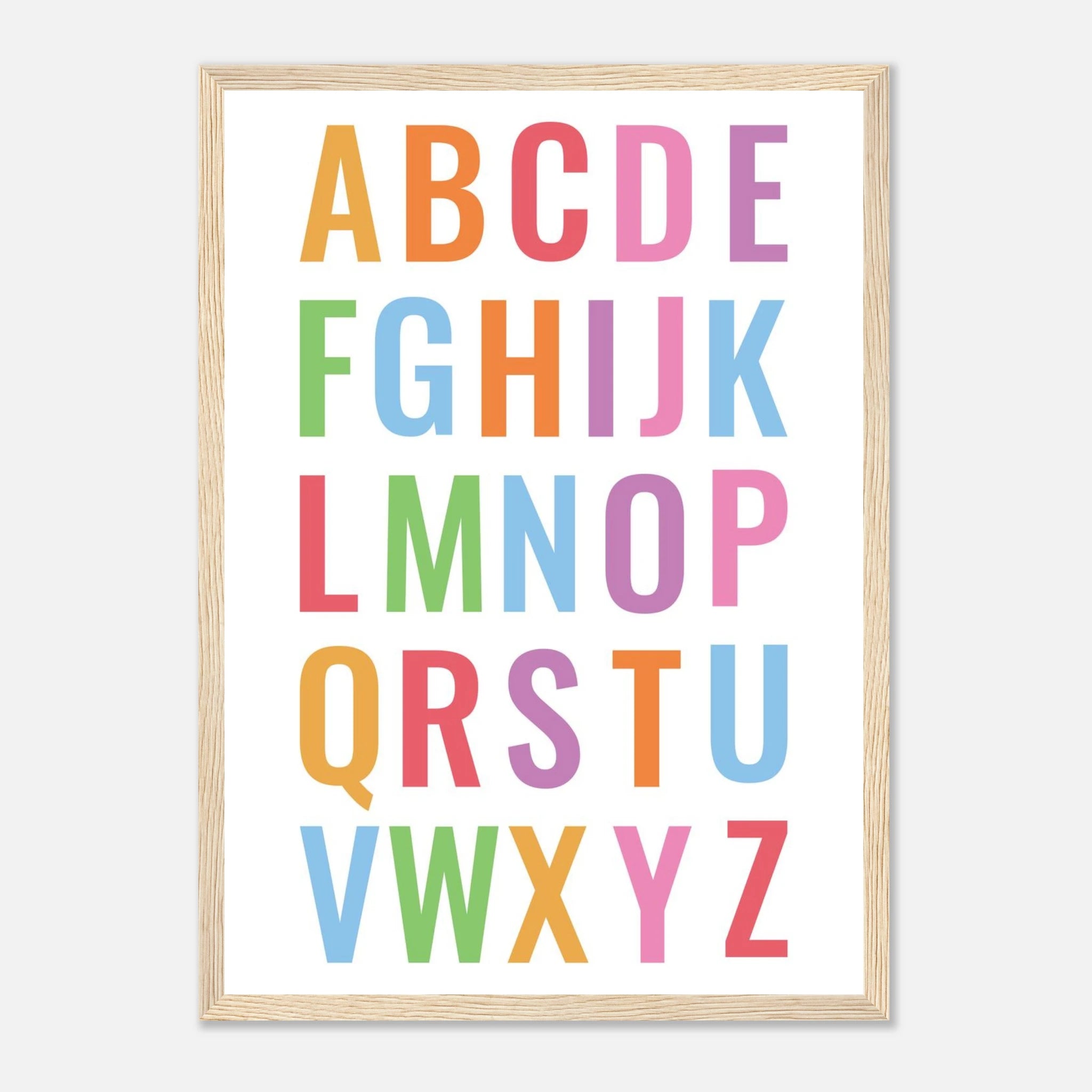 Wood frame - Bright Alphabet Poster – Colourful ABC Wall Art for Kids by Elena - Elena