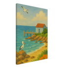 Canvas 50x70 cm 20x28″ - Seaside Jetty – Coastal Pelican Canvas Wall Art - Play By Print