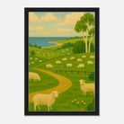 Black frame 40x60 cm 16x24″ - Coastal Sheep Meadow – Australian Pasture Canvas Wall Art - Play By Print
