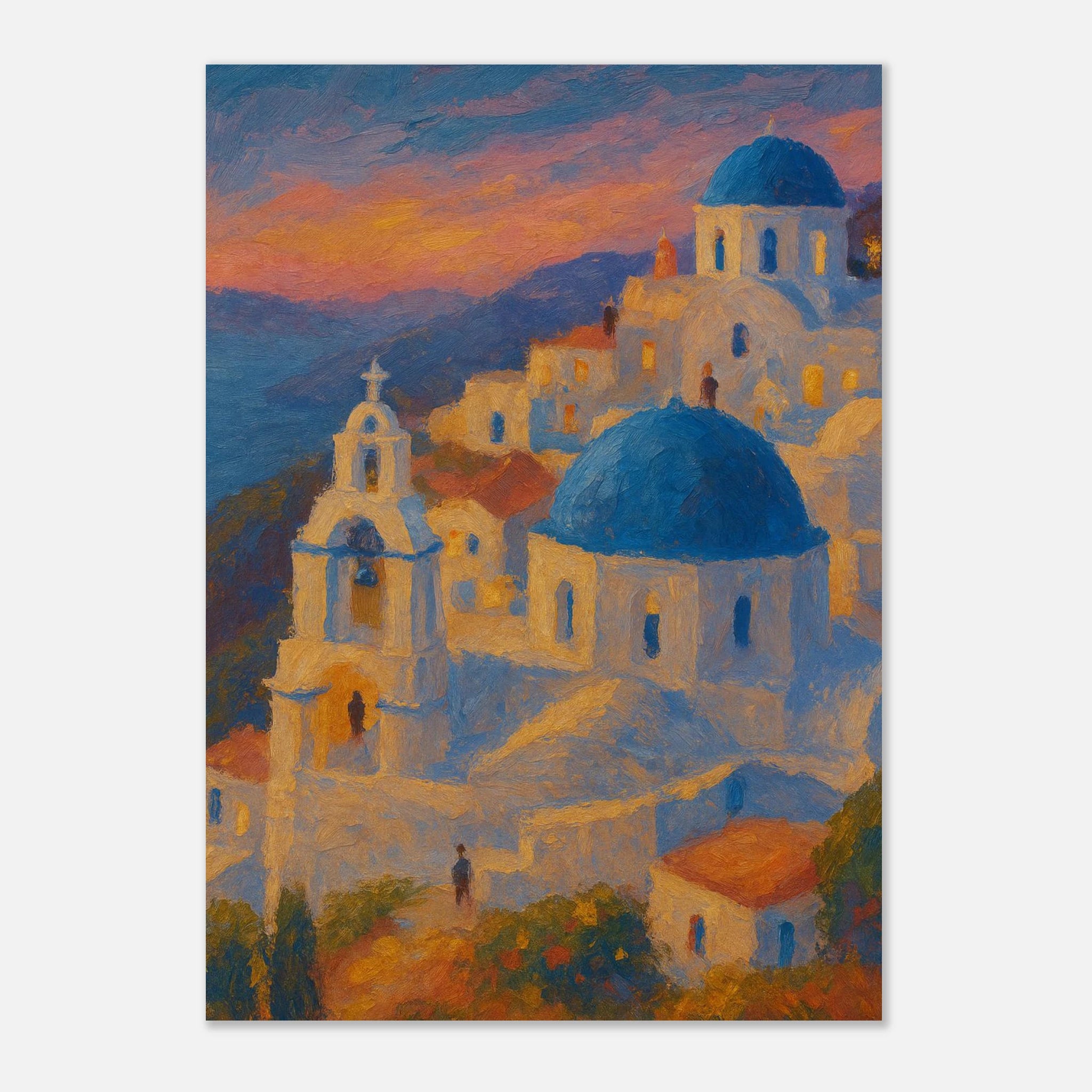 Unframed A2 (42 x 59.4 cm) - "Sunset Over Santorini" Print | Mediterranean Wall Art - Play By Print