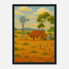 Black frame - Outback Windmill & Cottage Canvas Wall Art - Play By Print
