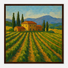 Dark wood frame 40x40 cm 16x16″ - “Golden Rows” | Tuscany Vineyard Landscape Print - Play By Print