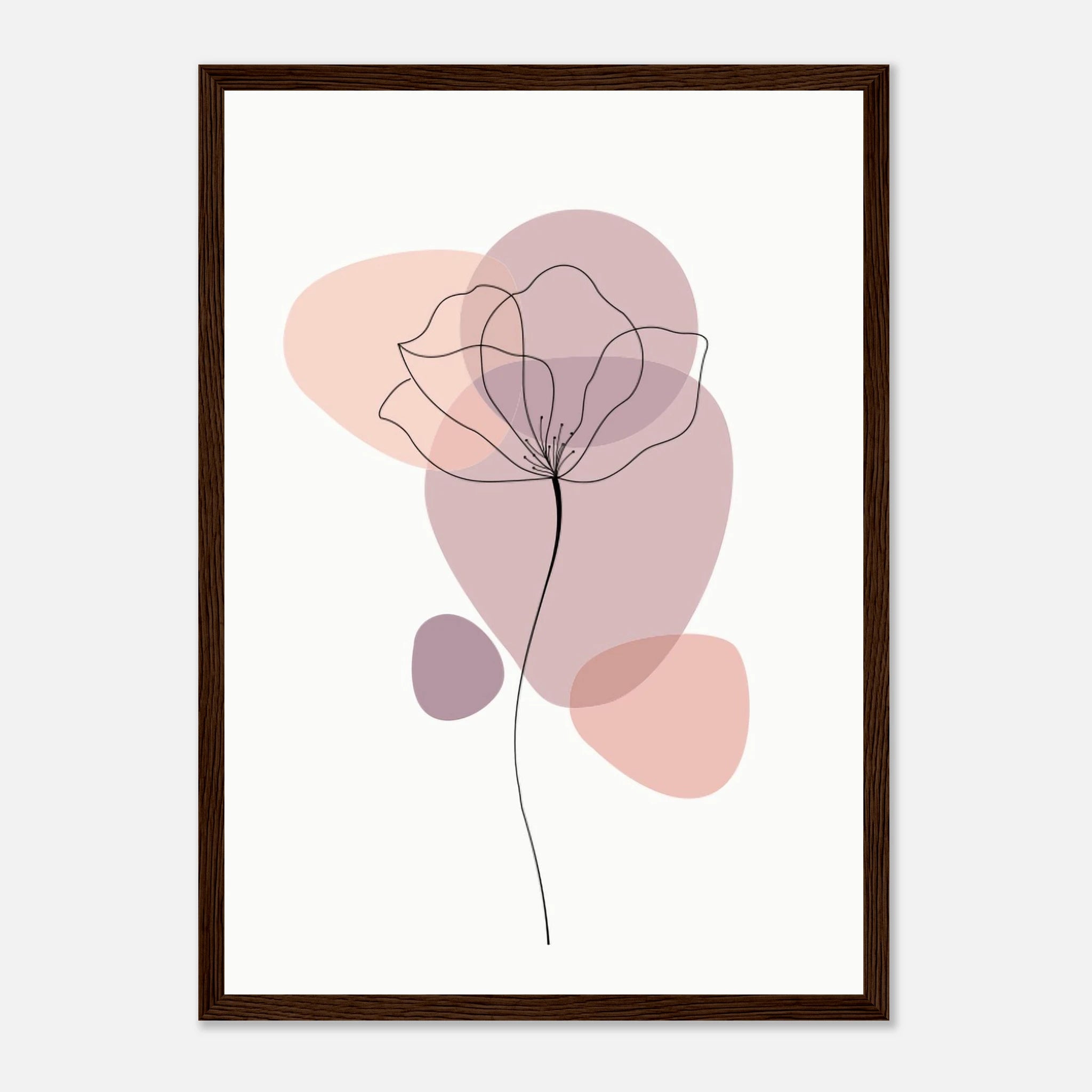 Dark wood frame - Minimalist Poppy Flower Art Print - Jerin