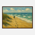 Dark wood frame A2 (42 x 59.4 cm) - “Coastal Solitude” | Peaceful Beach Walk - Play By Print