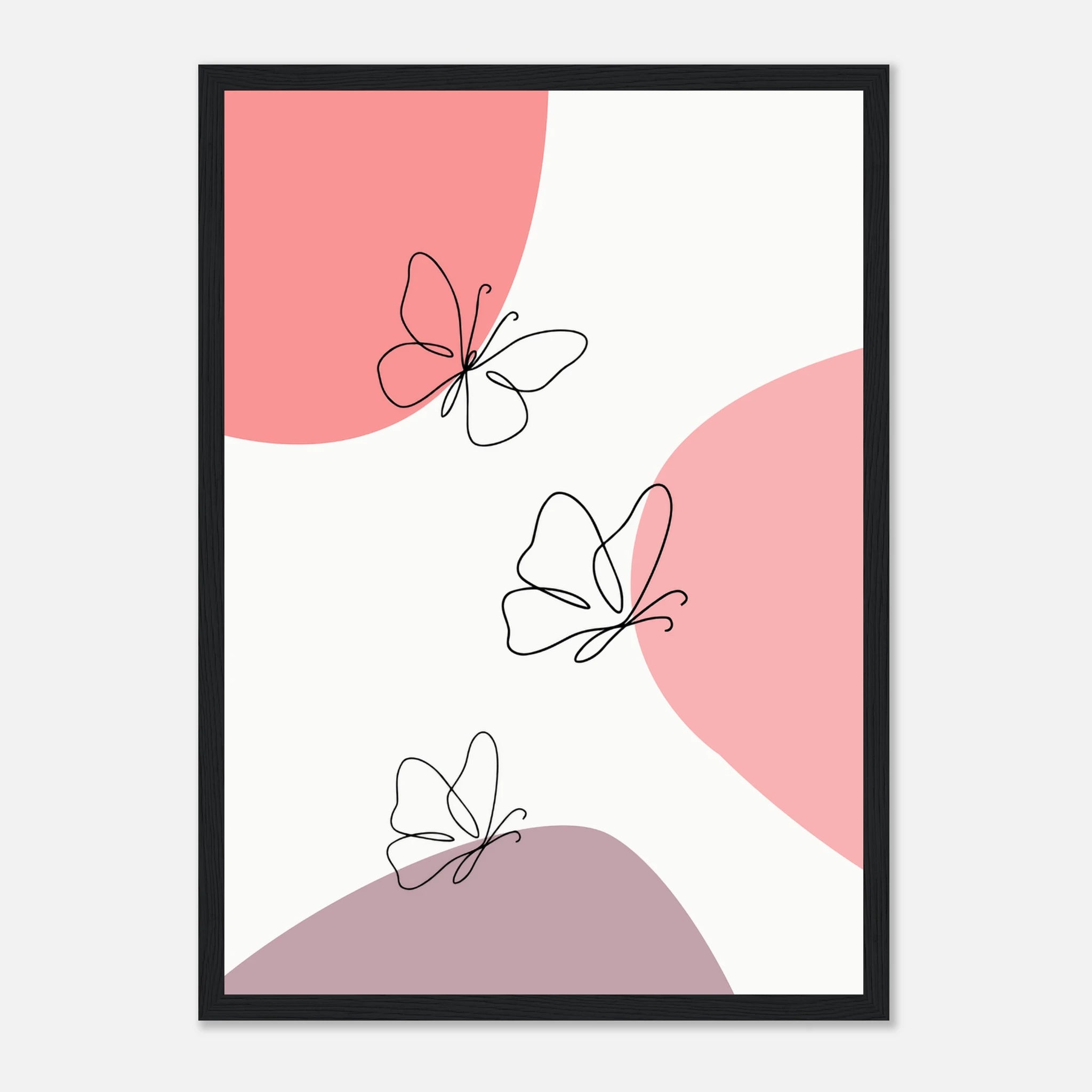 Black frame - Minimalist Butterflies Art Print - Jerin
