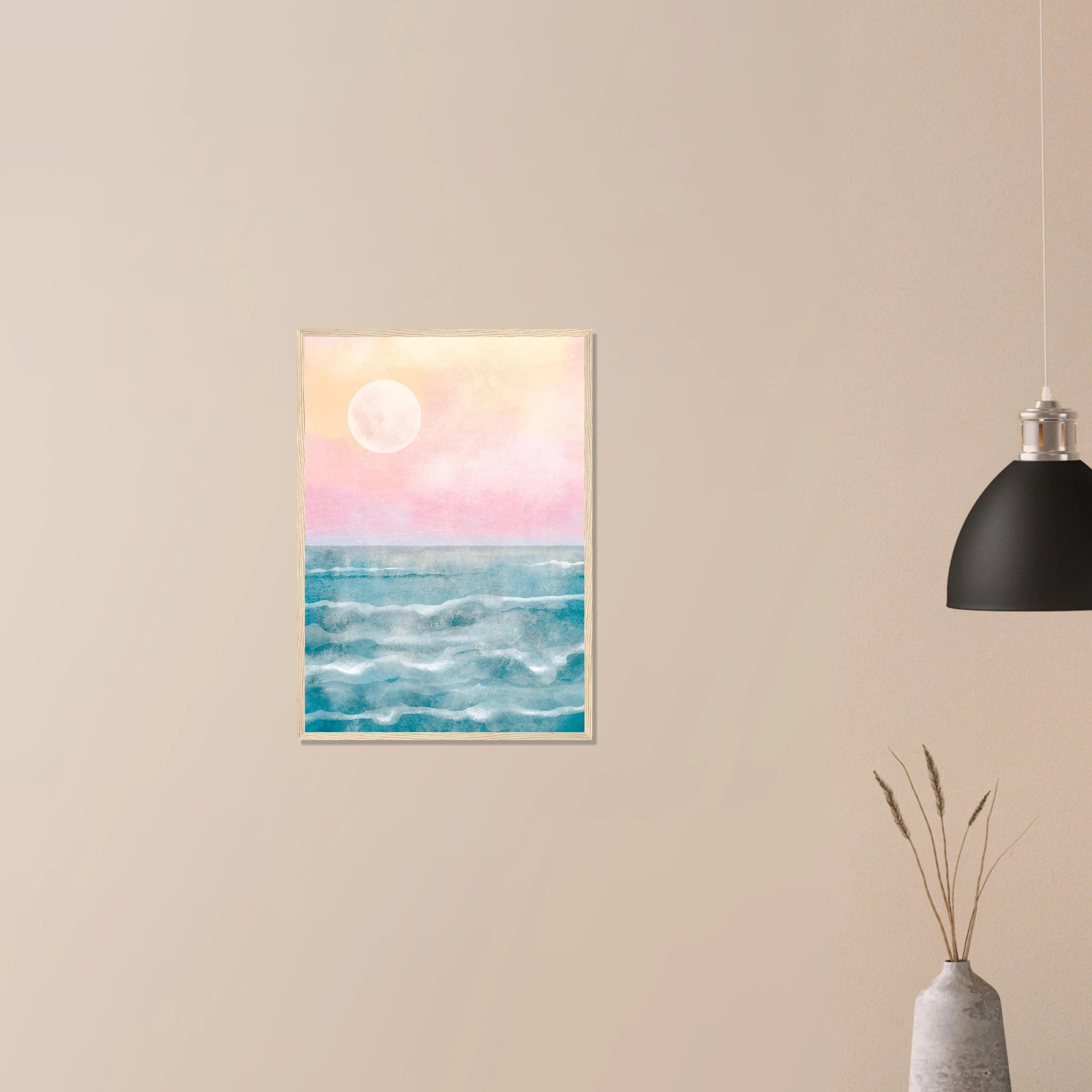 # all-groups - Cotton Candy Horizon – Serene Ocean Sunrise Watercolour Print - Daisy